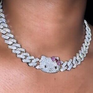 Hello Kitty Cuban Link silver Chain 16inch